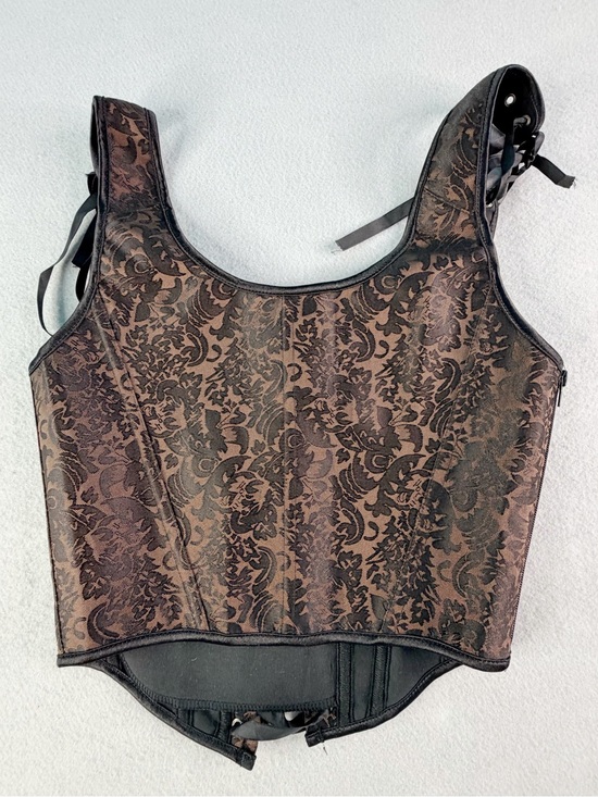 Tops - Steampunk Brown Jacquard Corset Medieval  Renaissance Festival Top Womens Medium